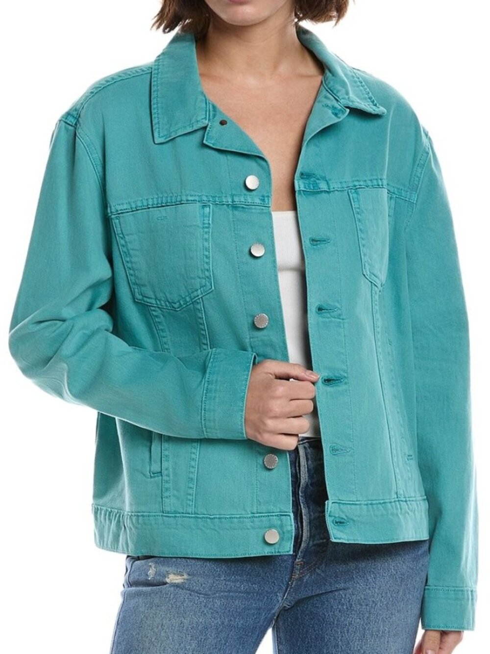 L'AGENCE 'Mack' Oversized Denim Trucker Jacket, Bristol Blue